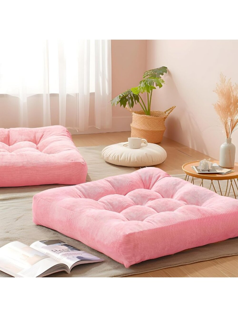 Large Floor Pillows Set of 2 | Cozy Meditation Cushions | 22-Inch Square Comfort
